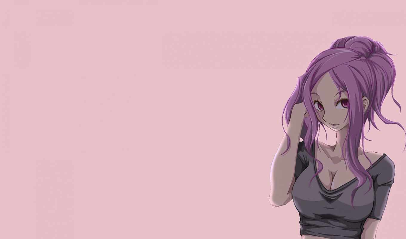 девушка, purple, anime, волосы, там, belt