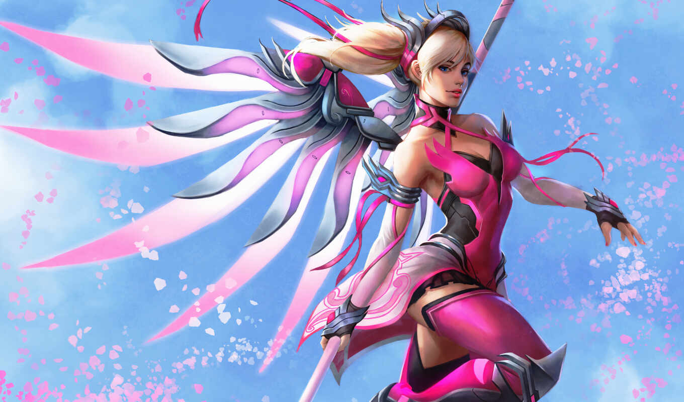 game, pink, wing, mercy, overwatch