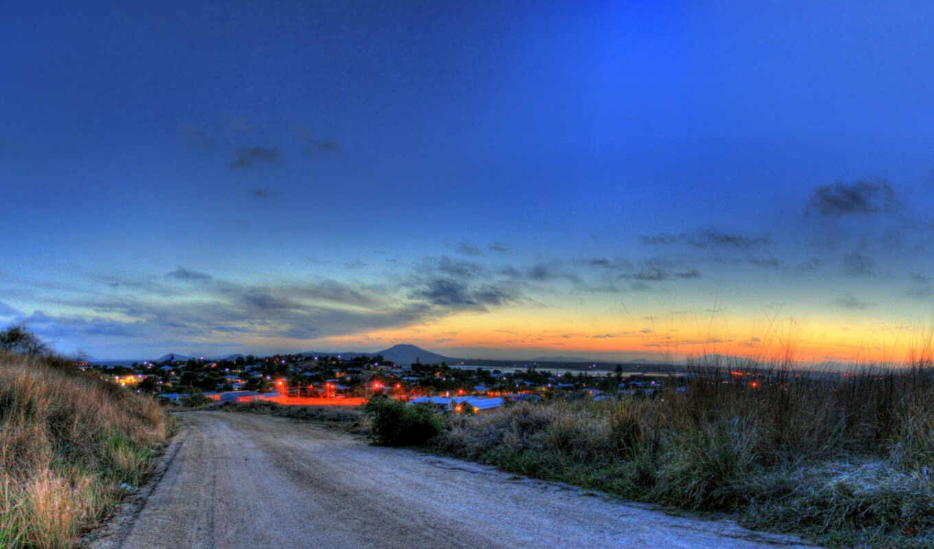 nature, sky, picture, picture, page, city, road, evening, lights, roads