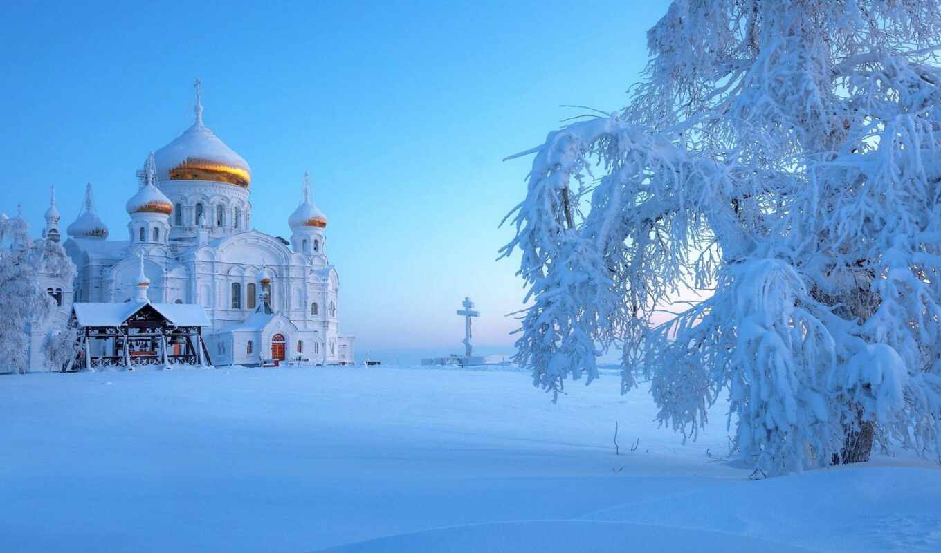 snow, winter, the monastery, freezing, church, akspicoboi