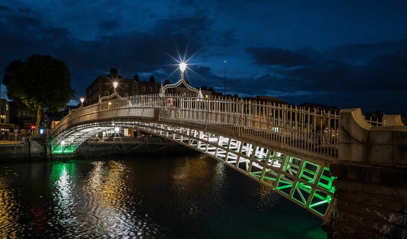 home, мост, огни, ирландский, even, ireland, дублин