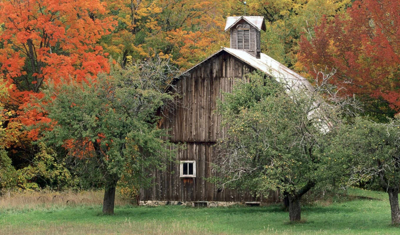 nature, desktop, free, picture, autumn, spring, barn, rusts, leelanau, county