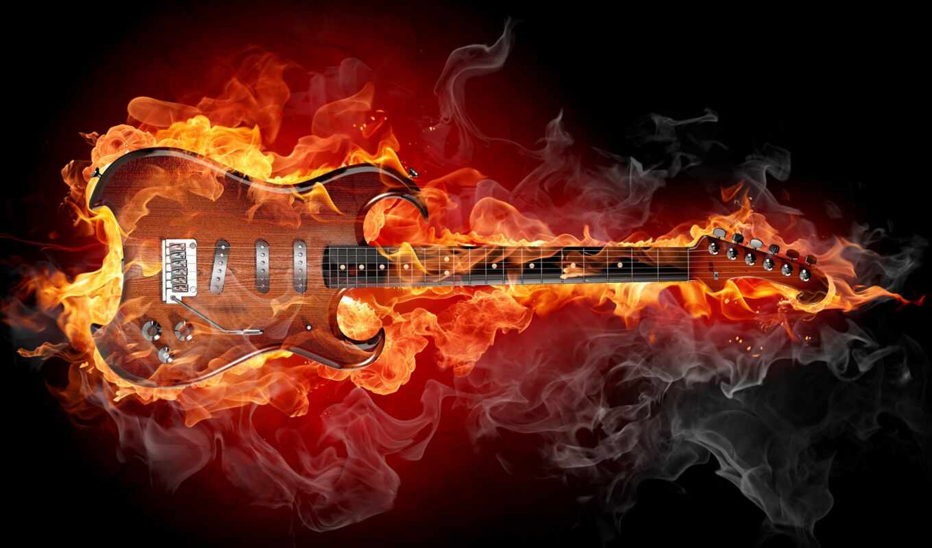 guitar, rock, solo, fire, reef, string, electricity