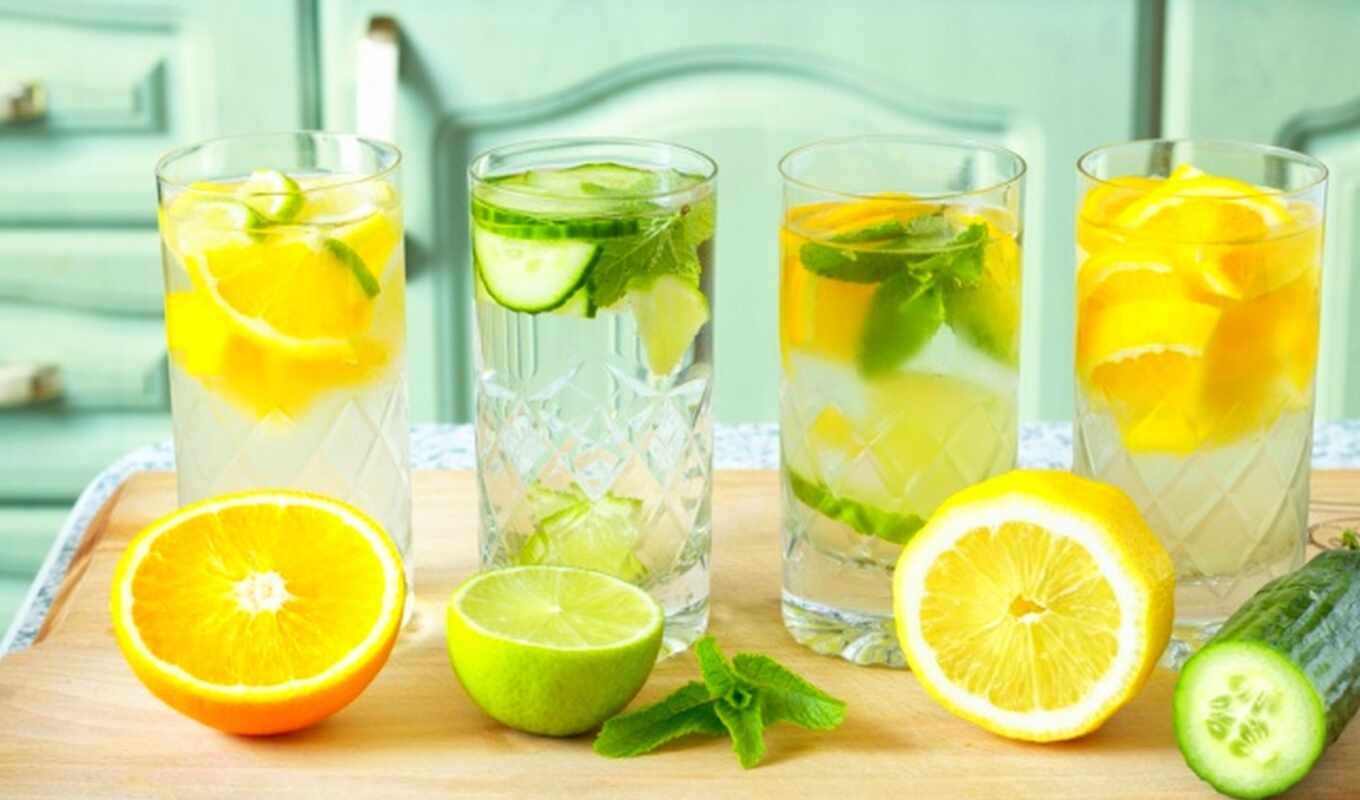 glass, water, lemon, утро, напиток, похудение