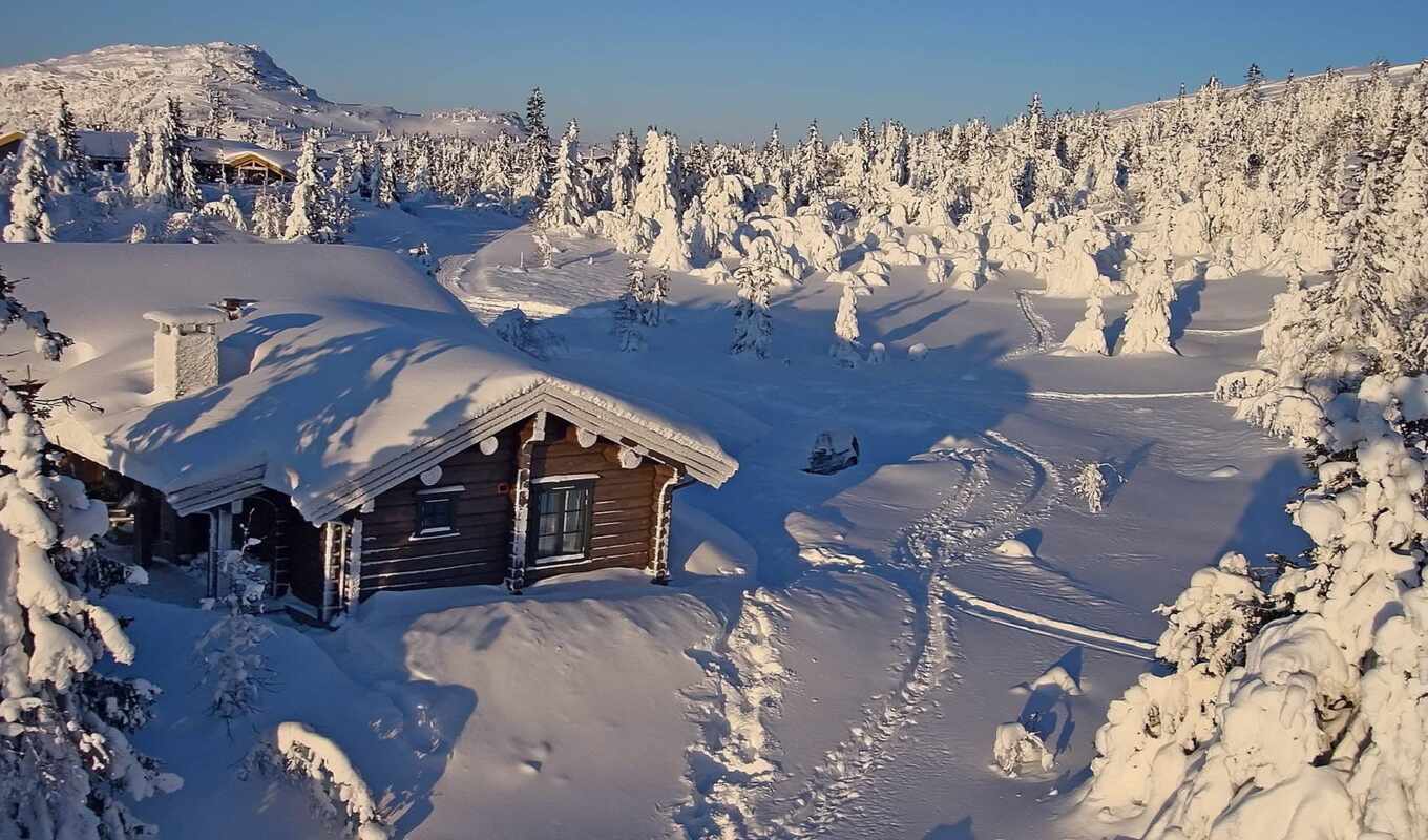 winter, lodge