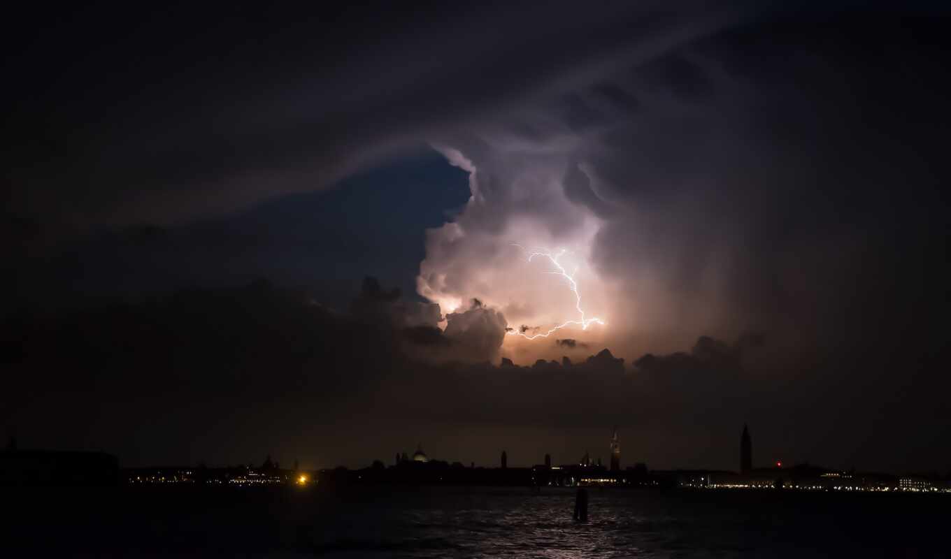ночь, облако, lightning, thunderstorm