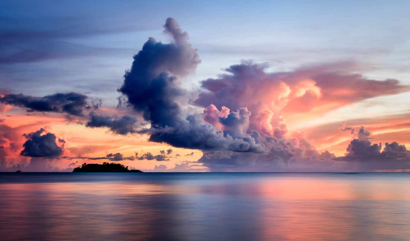 sunset, sea, cloud