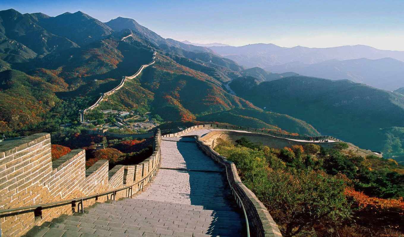 стена, гора, great, china