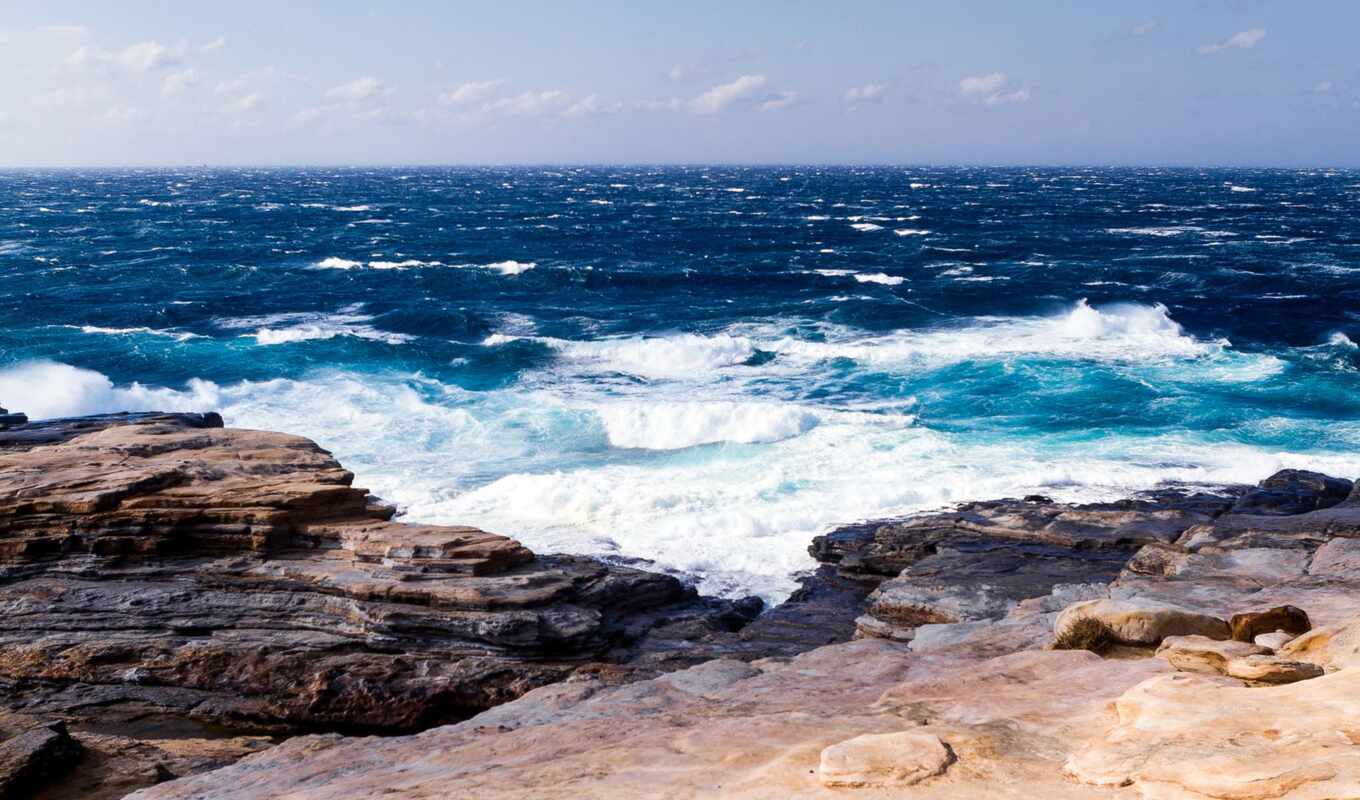 nature, view, the storm, landscape, sea, ocean, waves, stones, rocks