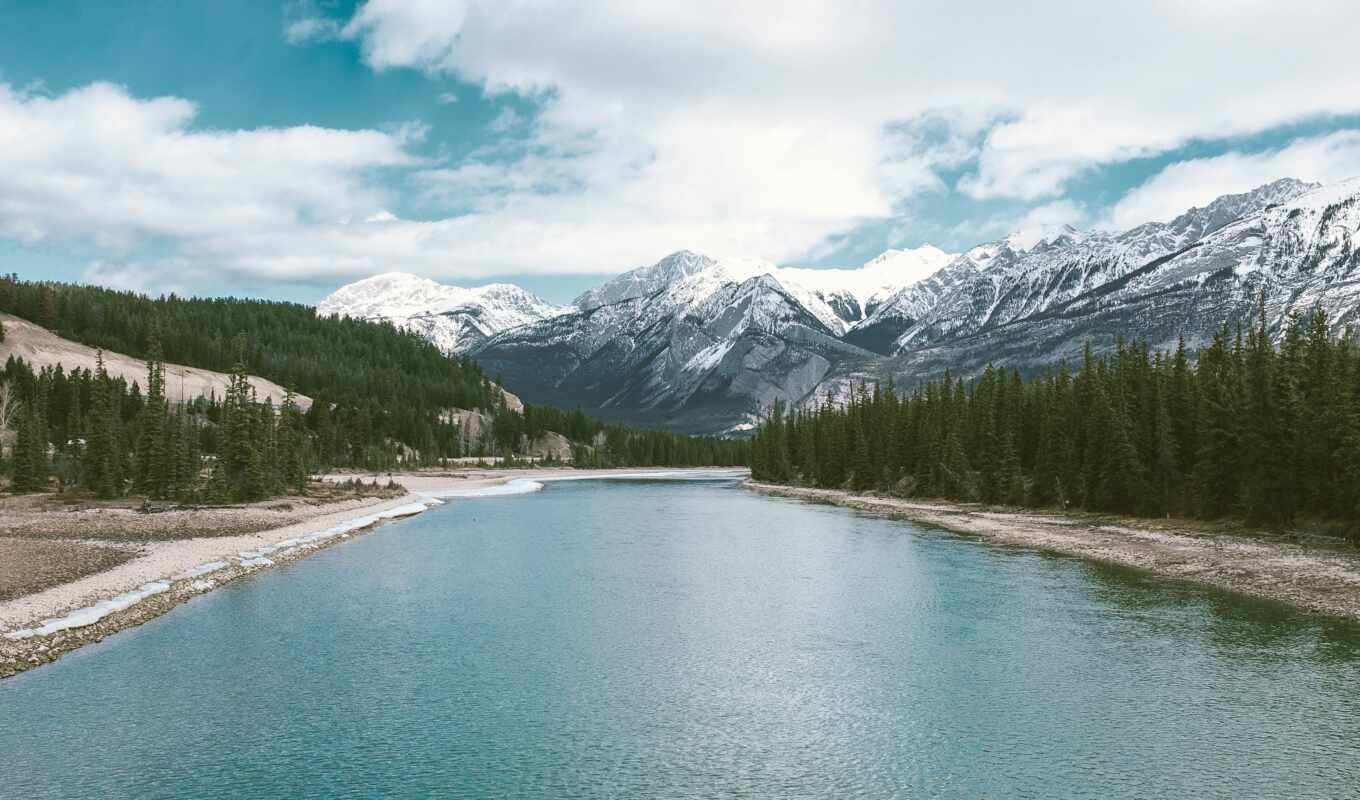 озеро, гора, landscape, канада, альберта, большой, park, national, banff, jasper