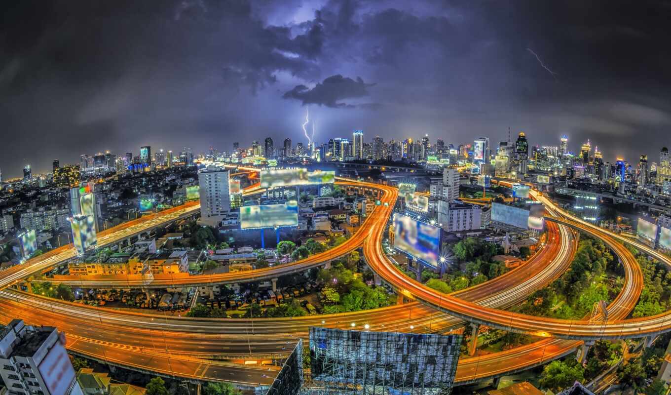 картинку, ночь, bangkok, города, небоскребы, дороги, мегаполис, ночные, thai, бангкока