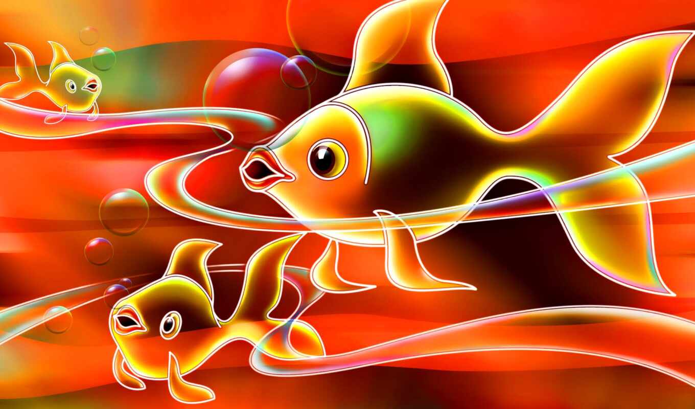 golden, one, fish, drawing, click