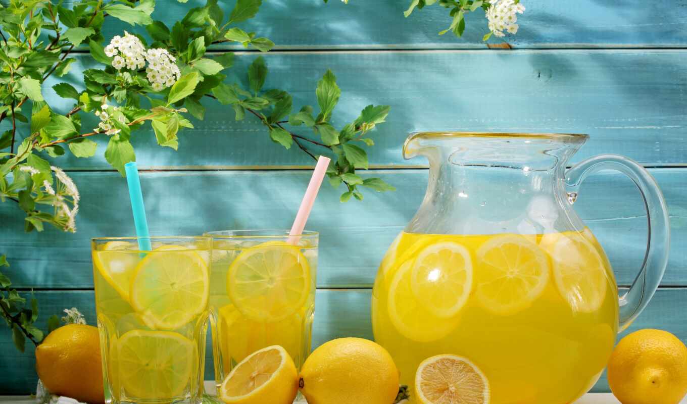 еда, summer, fresh, напиток, cvety, кувшин, lemonade, лимоны, лимоны, лимонадом
