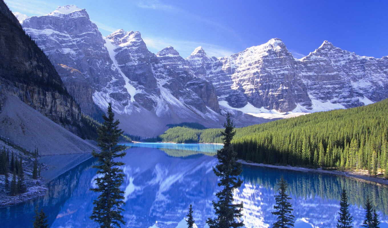 озеро, красивые, landscape, канада, альберта