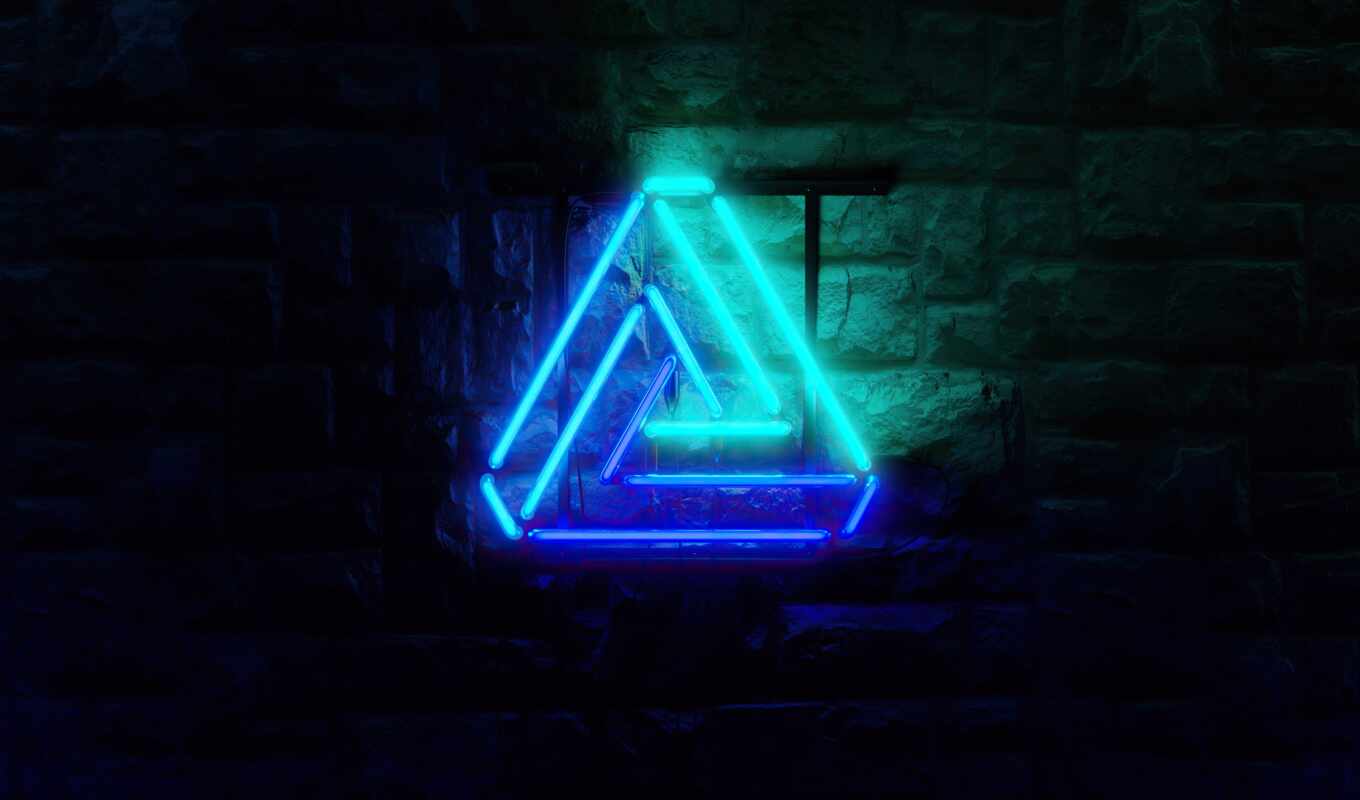 фото, blue, ipad, фон, abstract, свечение, гора, neon, треугольник