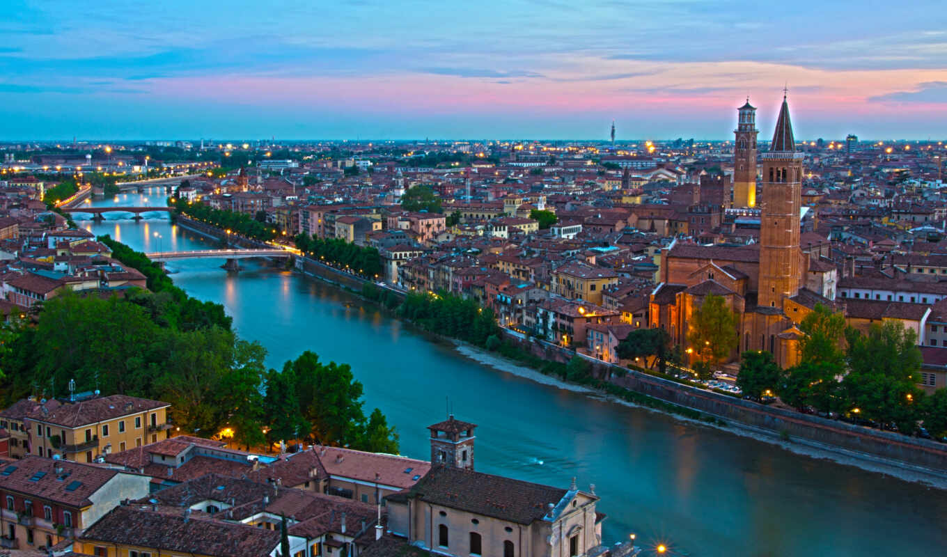 at home, water, Bridge, cities, canal, italian, italy, Italy, panoramas, village, Verona