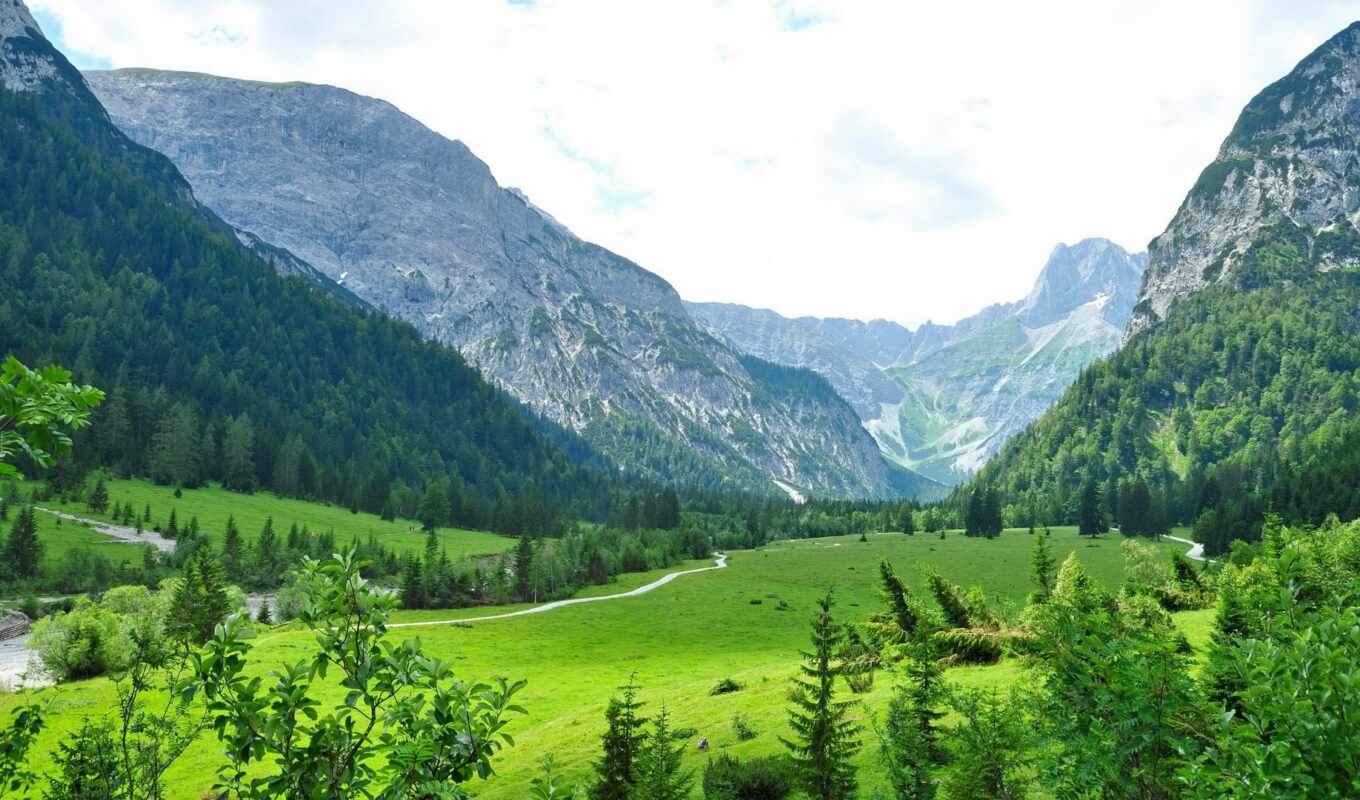 nature, picture, grass, mountain, landscape, austrian, tyrol, eben, achensee