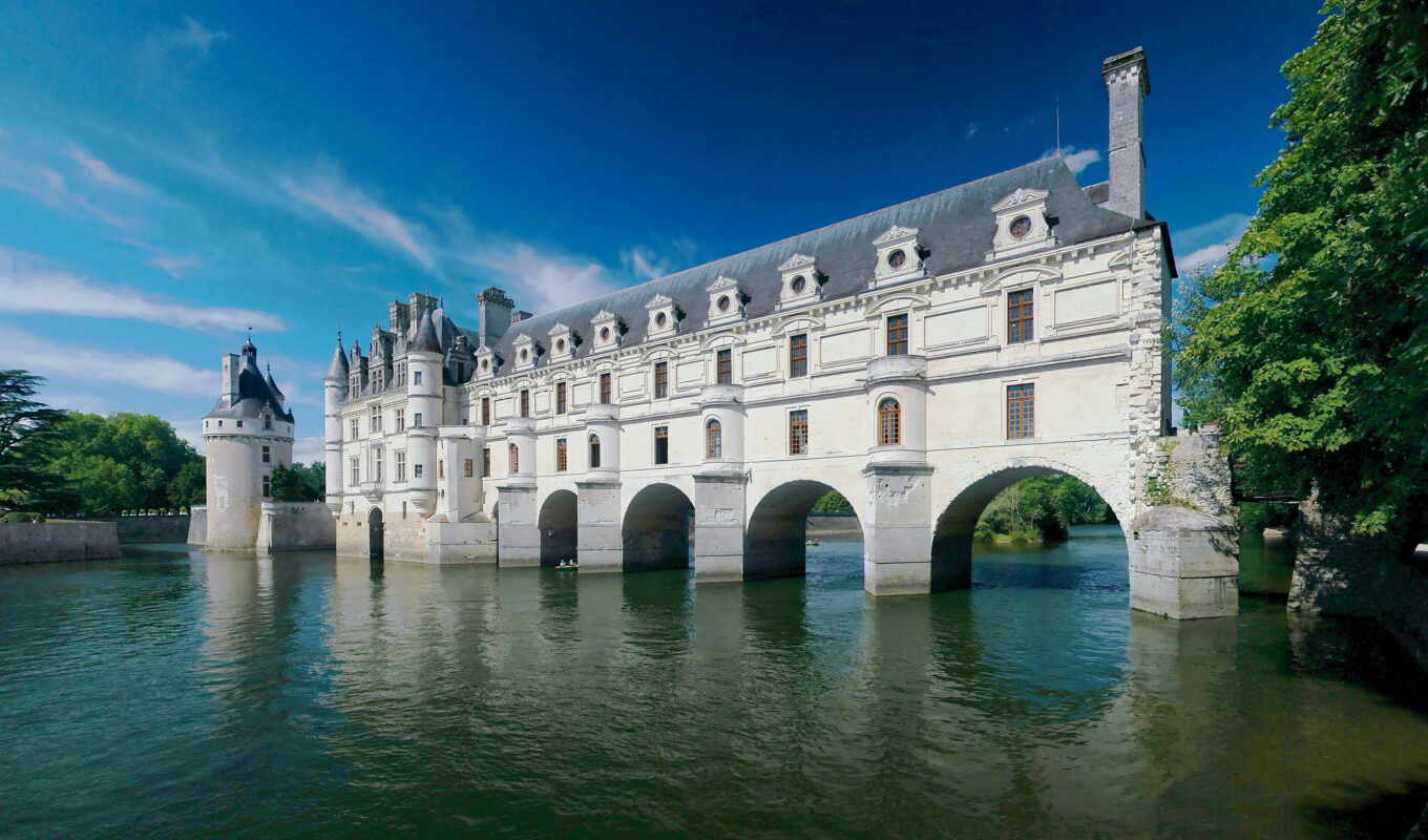 castle, деревня, река, chateau, loire, château, шенонсо, chenonceau, francii