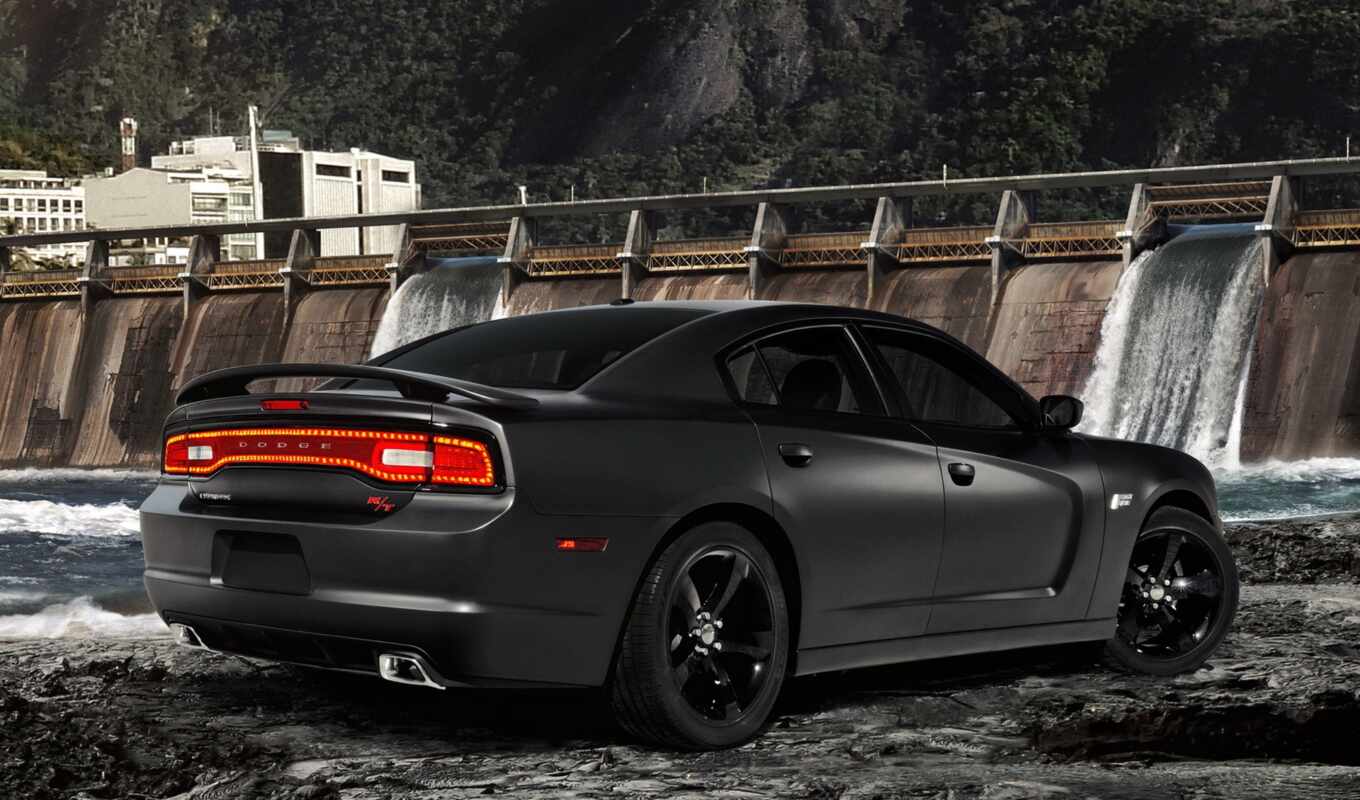 black, view, five, from behind, dodge, charger, fast, charger