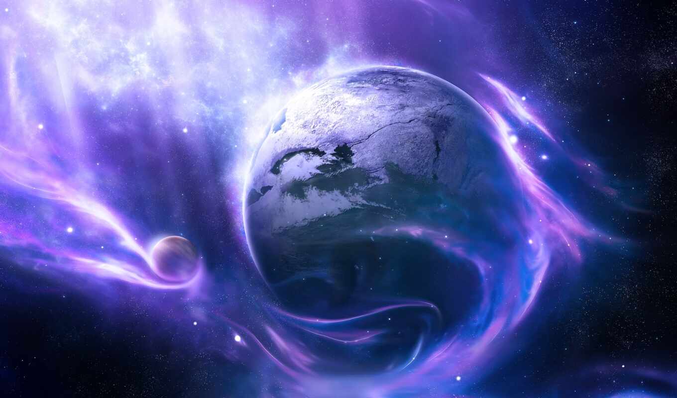 blue, light, space, planet, sci, poster, clouds