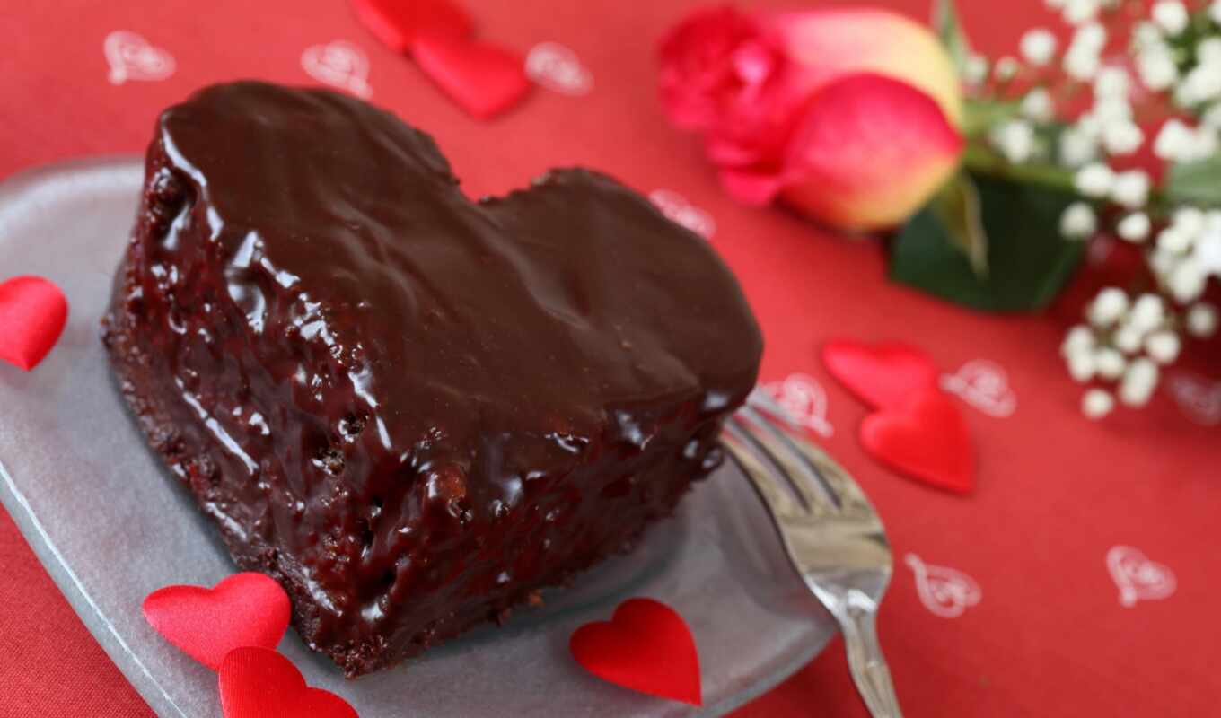 сердце, там, chocolate, торт, табличка, формы, fork