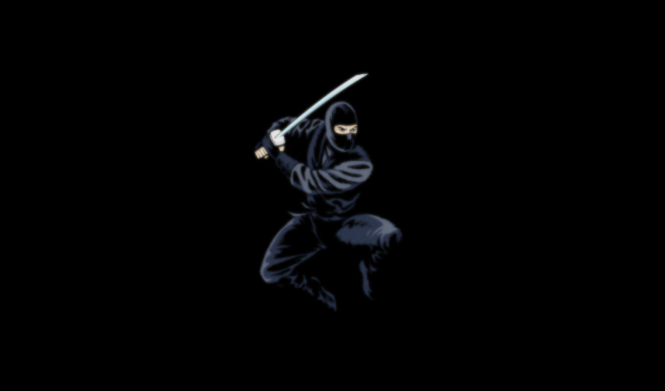 art, black, широкоформатные, меч, dark, ninja, зомби, нож, следы, сюрикен