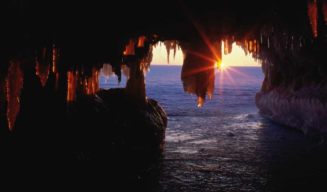 sun, свет, закат, палуба, море, different, остров, пещера, rising