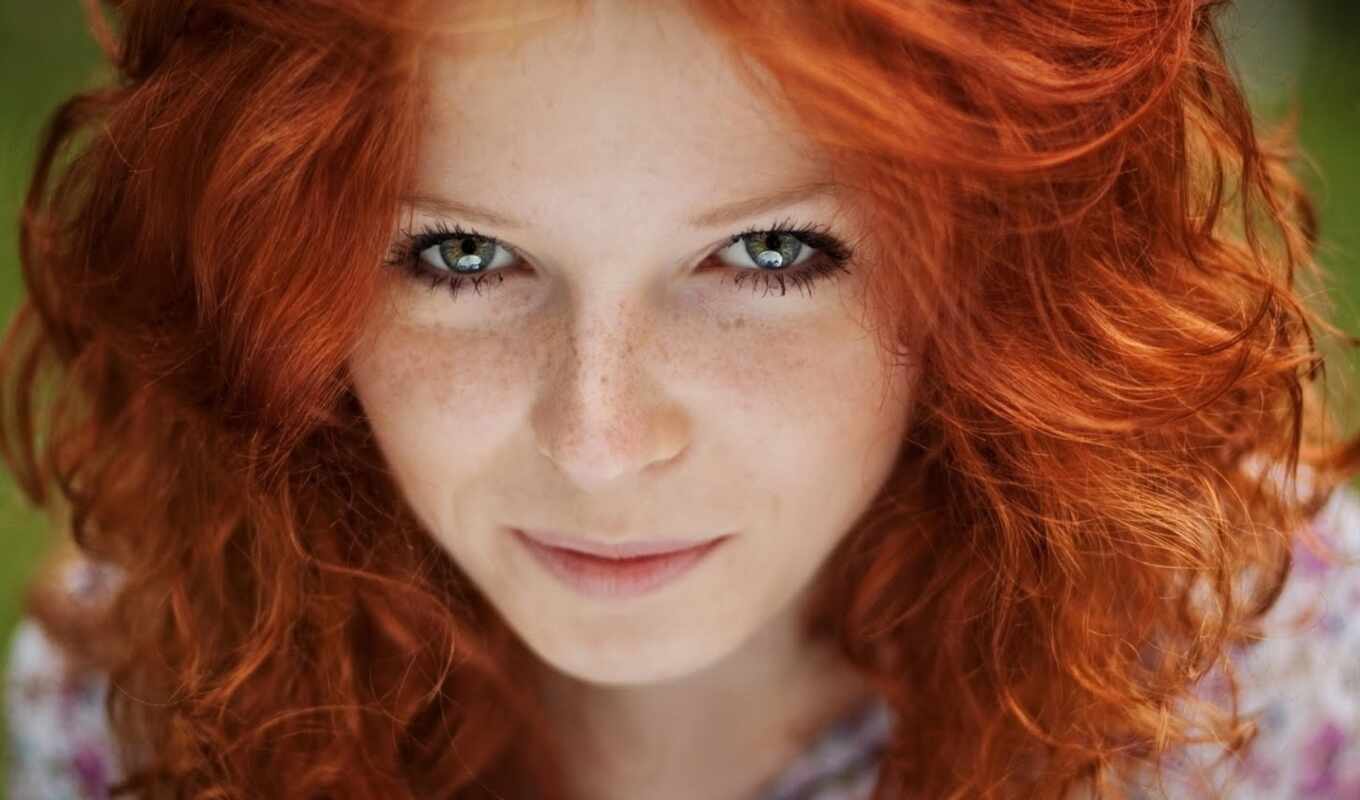 девушка, red, волосы, color