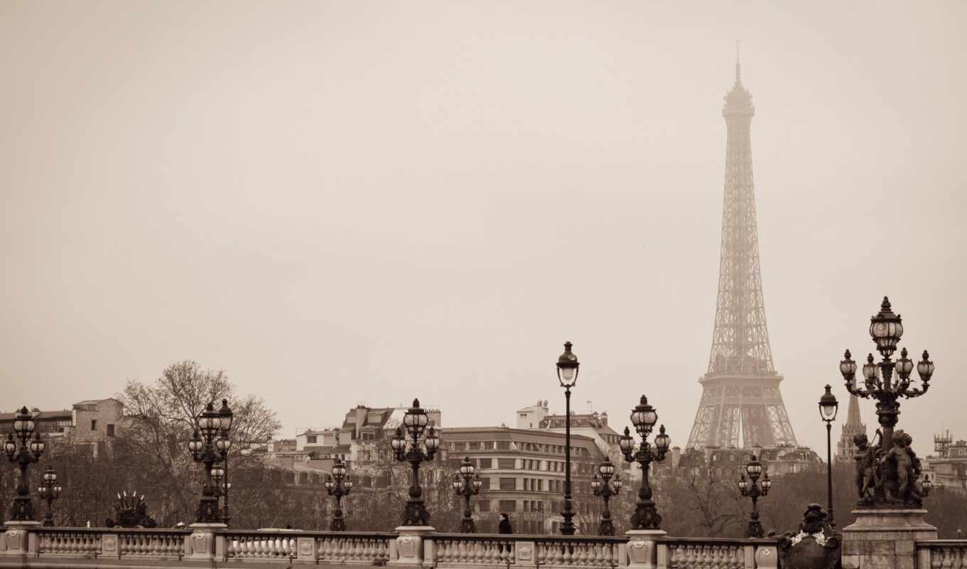 город, париж, башня, eiffel