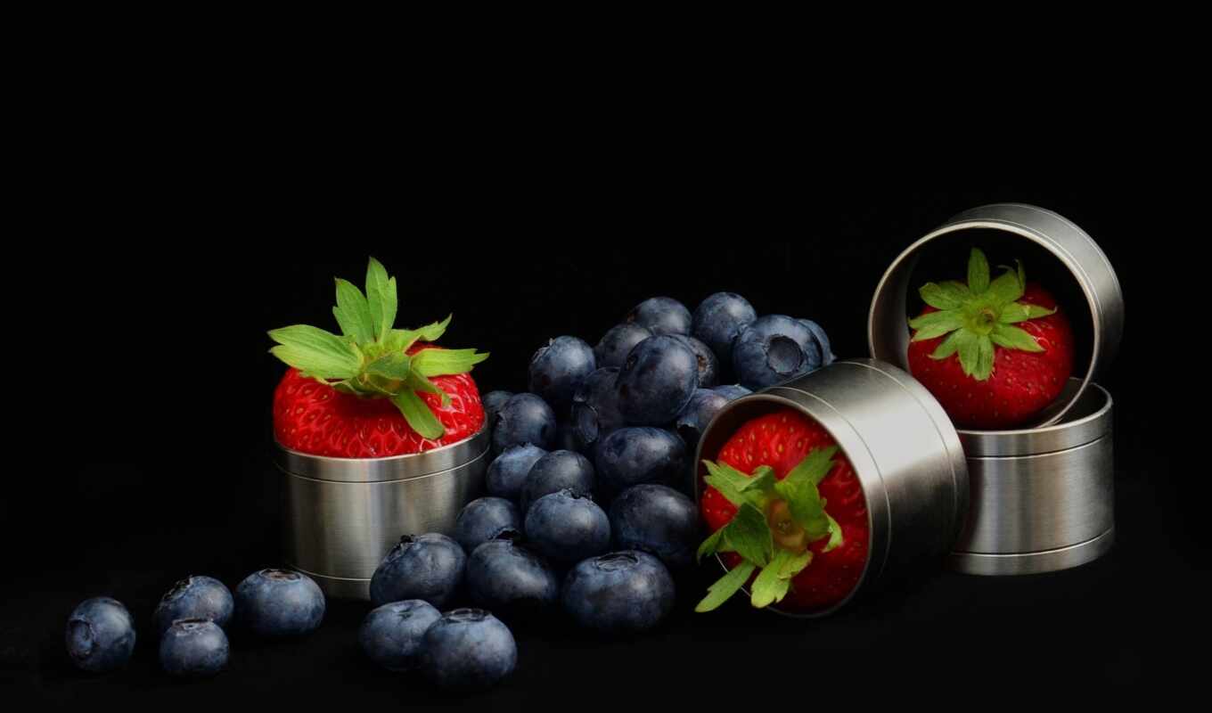 black, strawberry, berry, blueberries