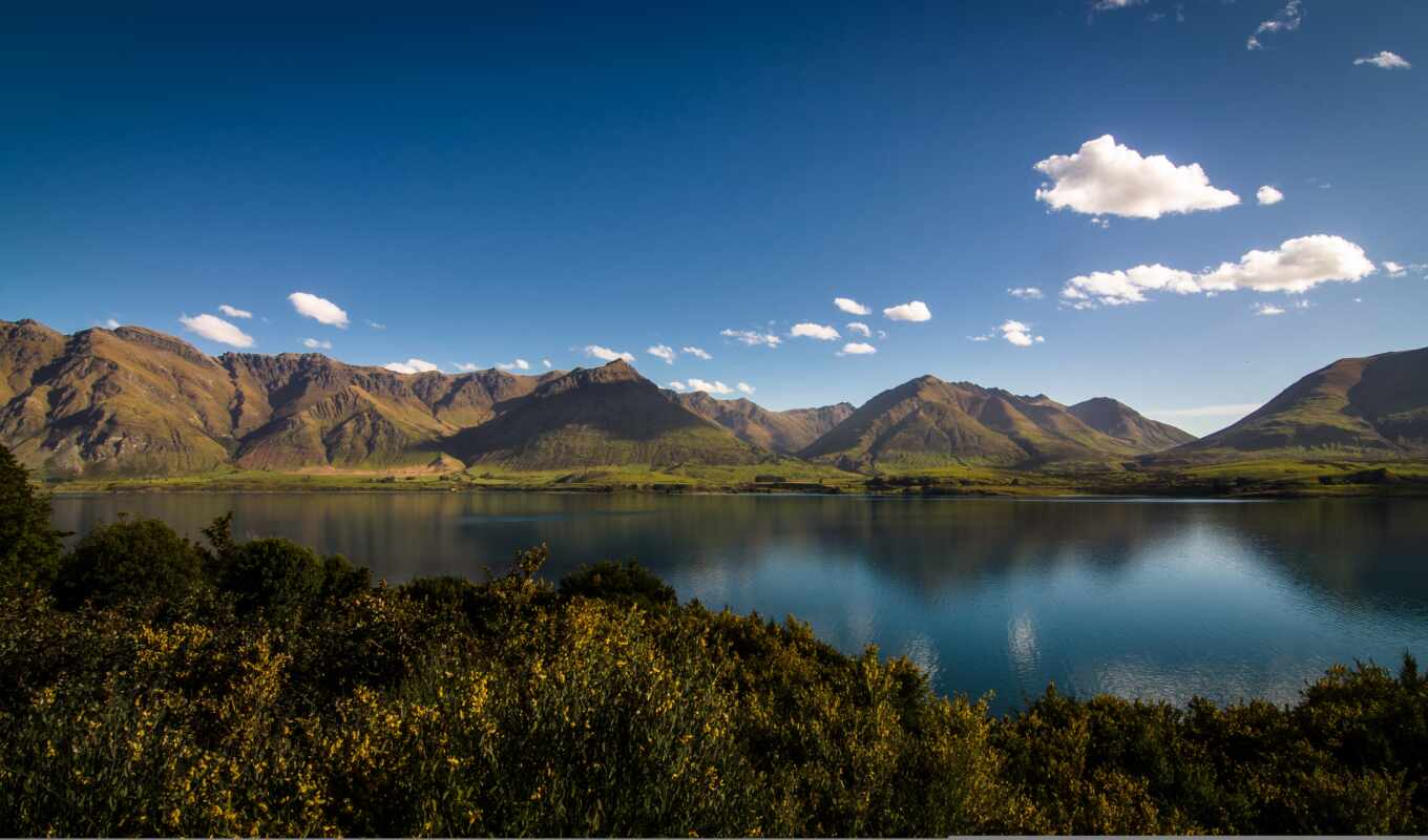 lake, nature, sky, new, Nicholas, zealand, mountains, otago, wakatipu