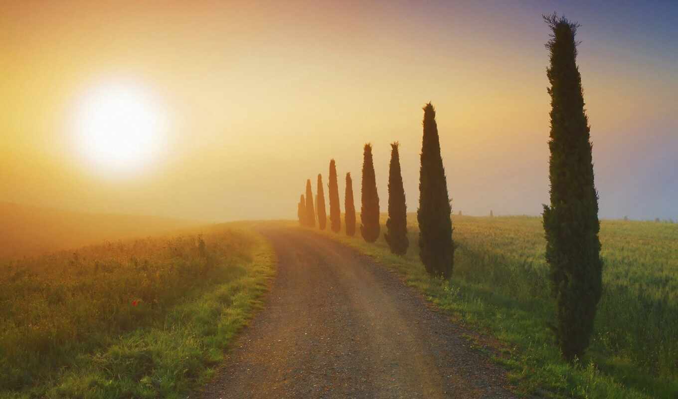 nature, sunset, italy, tuscany