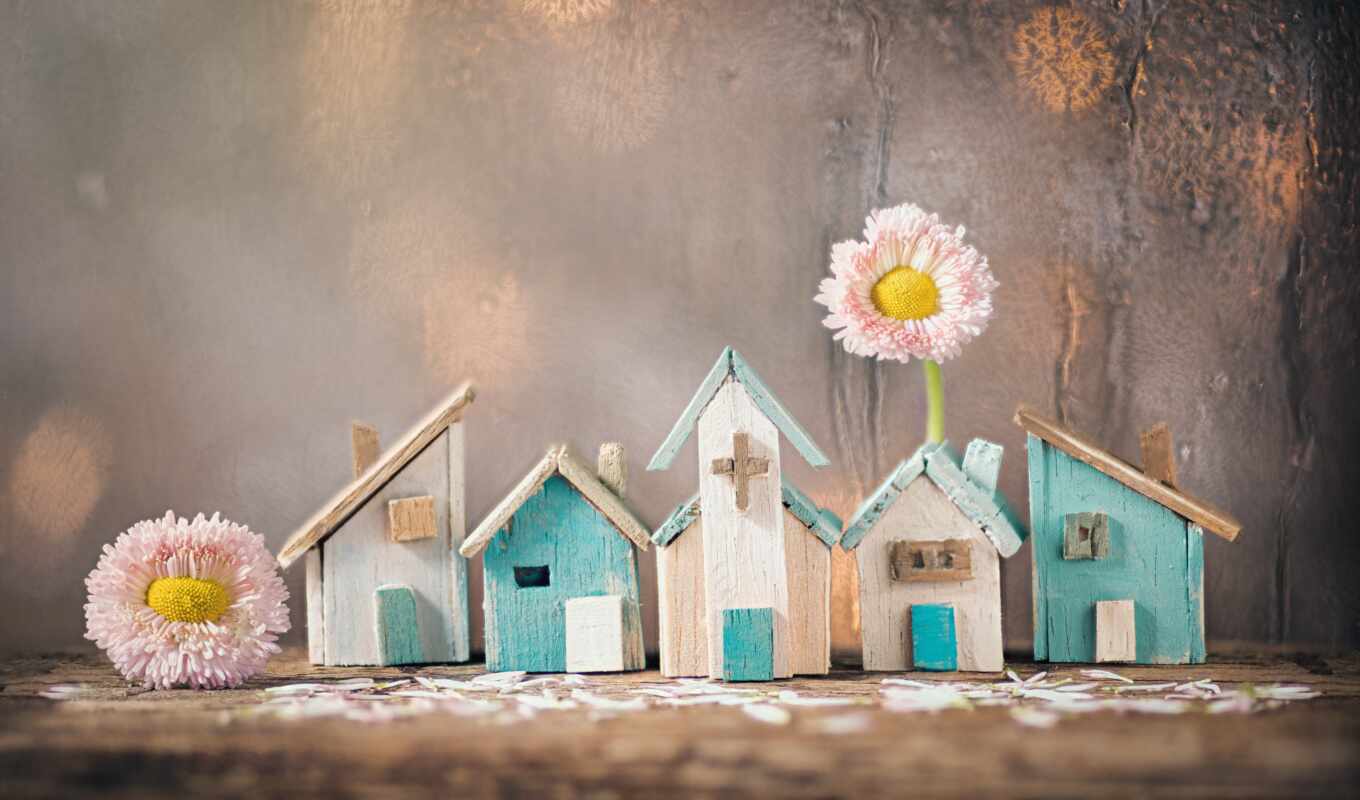 flowers, house, material, still, life, wood