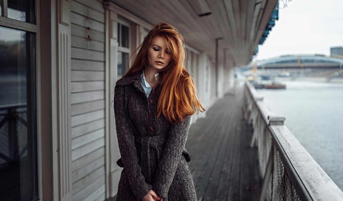 girl, shop, red, Russia, George, which, river, fur coat, redhead, tone, chernyad