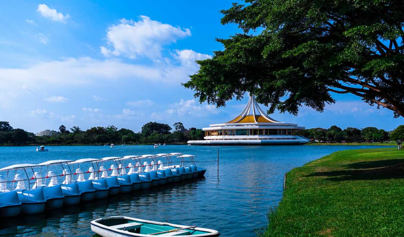 lake, park, thailand, a boat, national, marina, sokół, rama