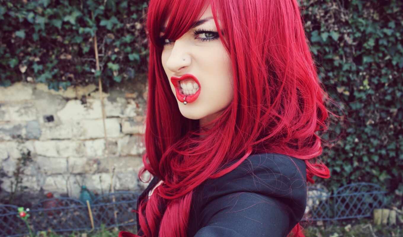 girl, Red, hair, beautiful, kinds, hair, red, to whom, shadows, right