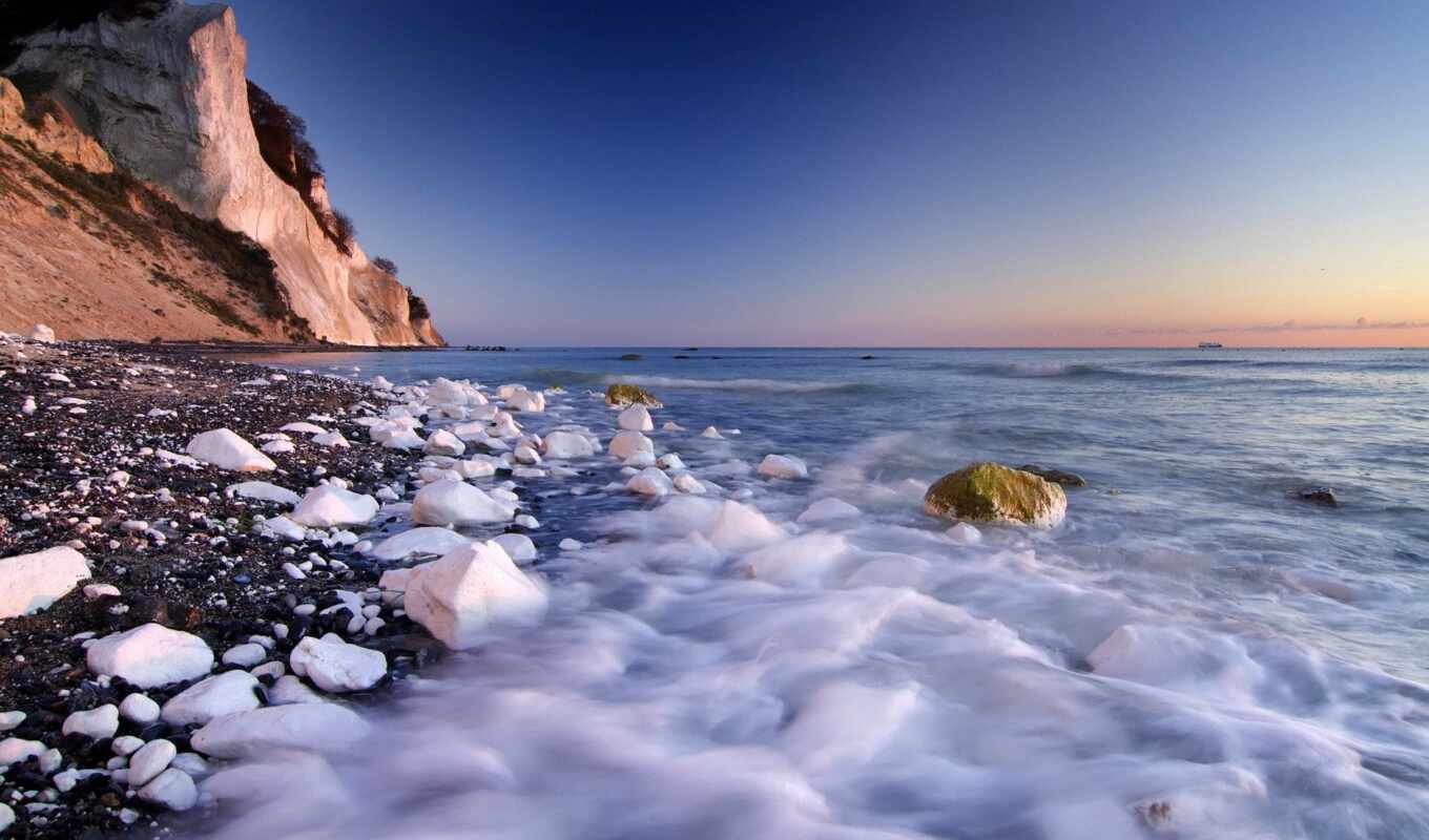 white, sea, coast, stones, rocks