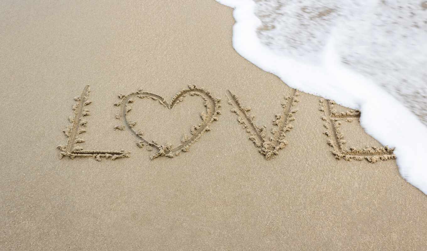 summer, love, beach, sand, heart, word, stokovyi