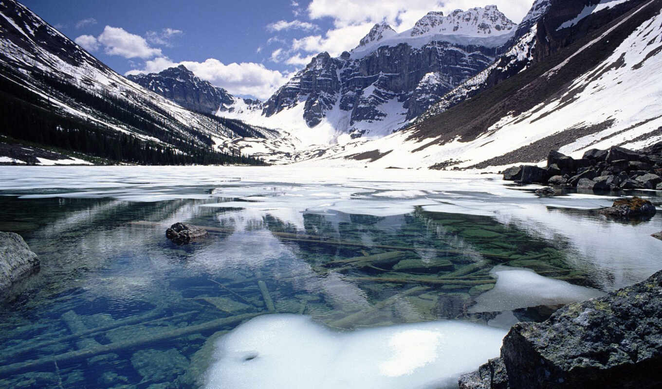 горы, красивые, winter, landscape, amazing, пейзажи, nature, mountain, canada, канады, реки, во время