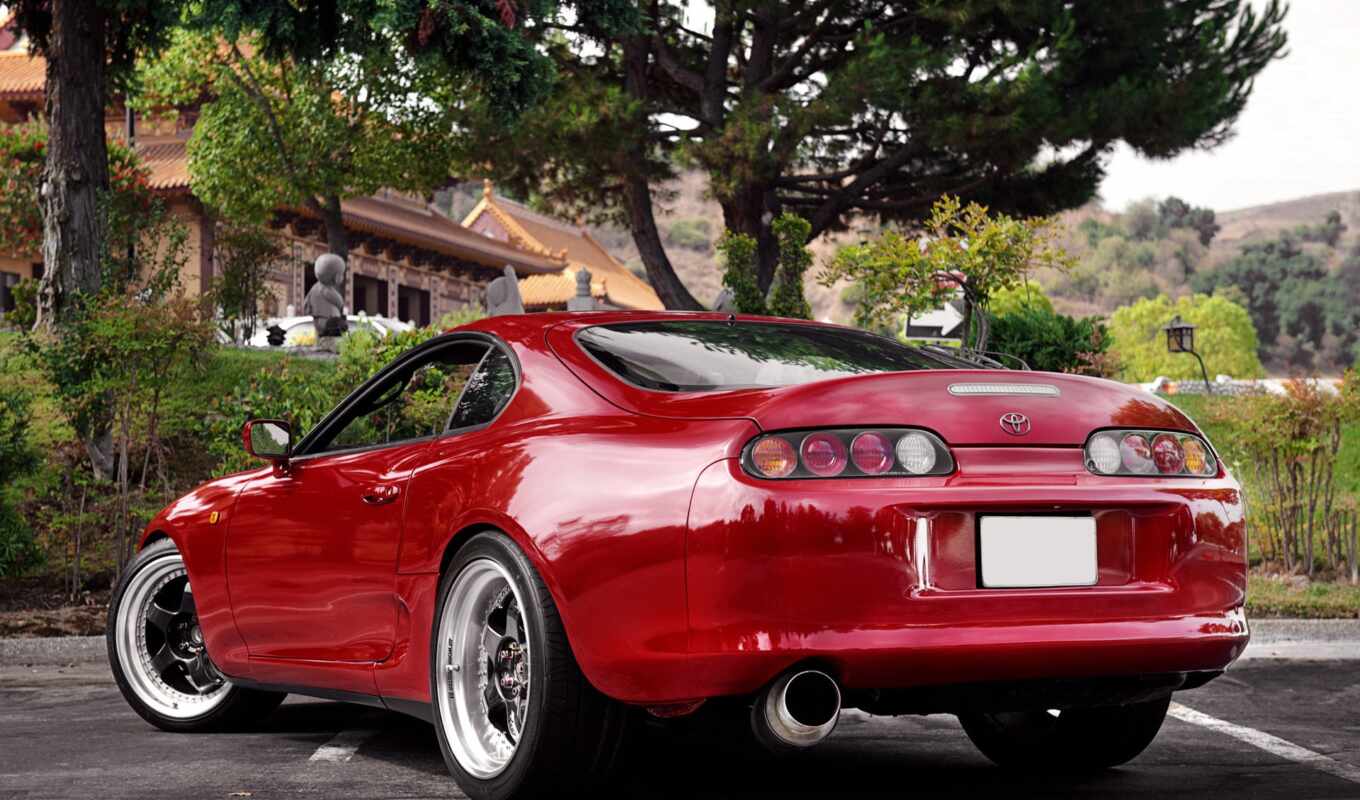 red, car, tuning, red, toyota, celica, metallic, above