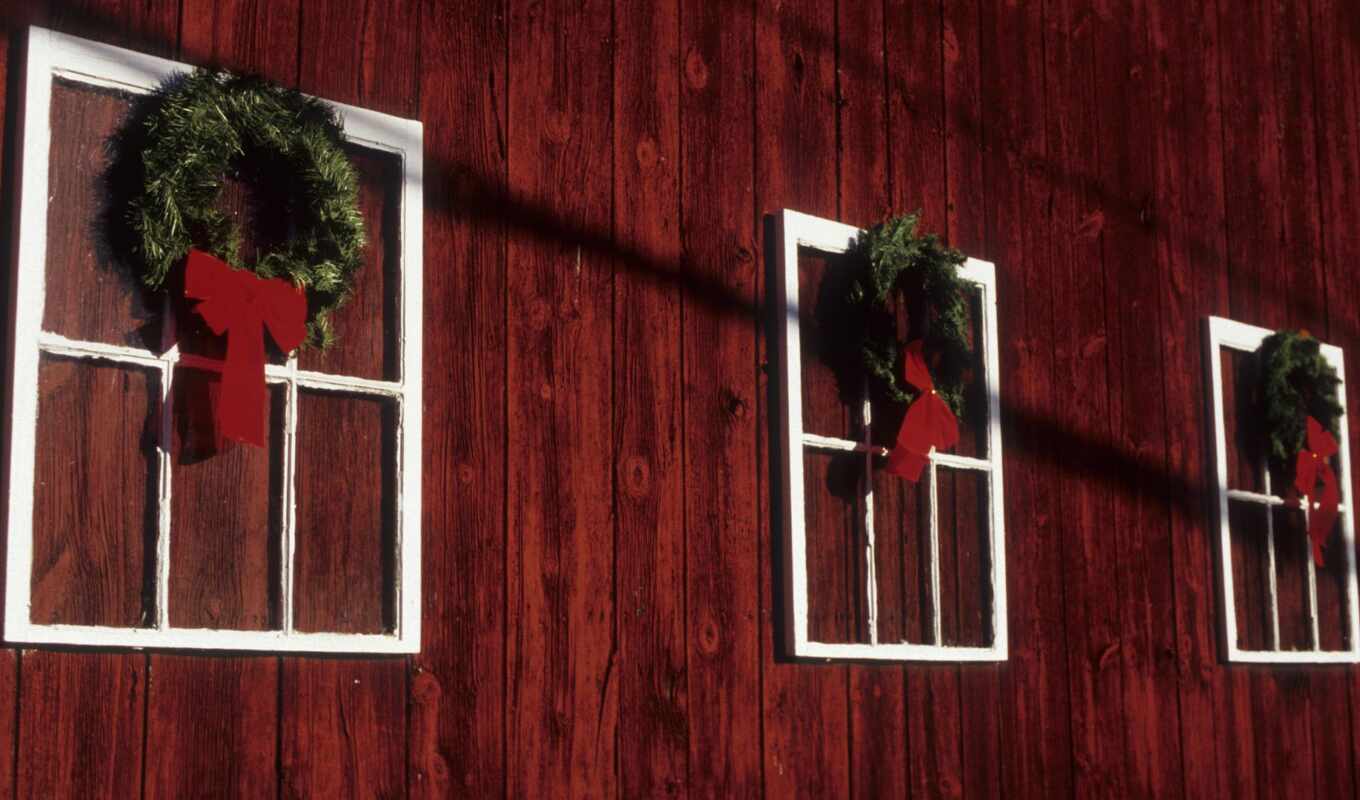 nature, flowers, resolution, window, tree, quality, christmas, holiday, a wreath, barn, hang