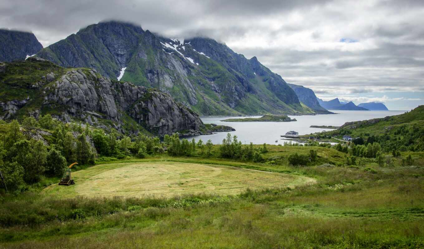 озеро, гора, scenery, норвегия, norwegian, lofoten