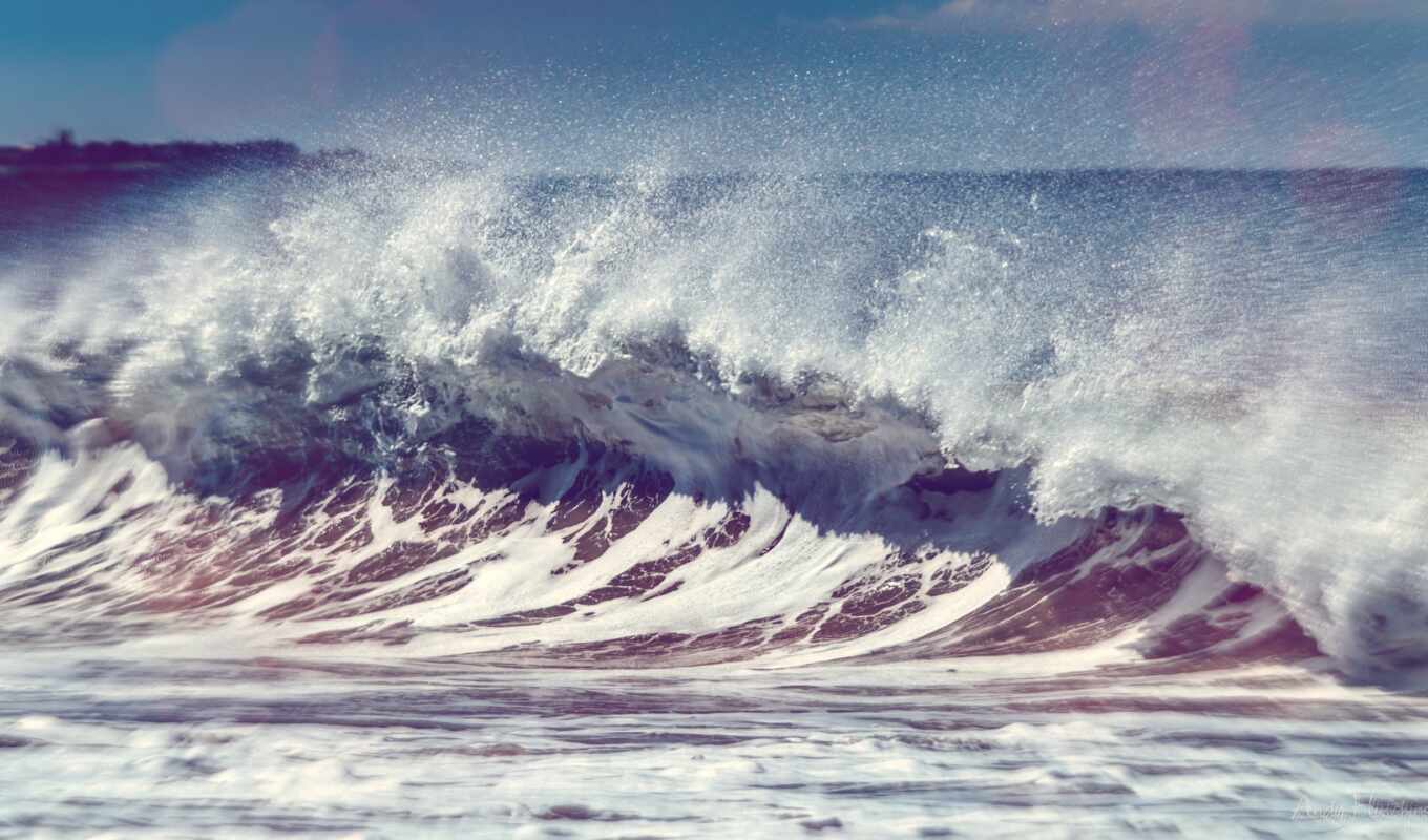 красивая, морская, волна, разных, waves