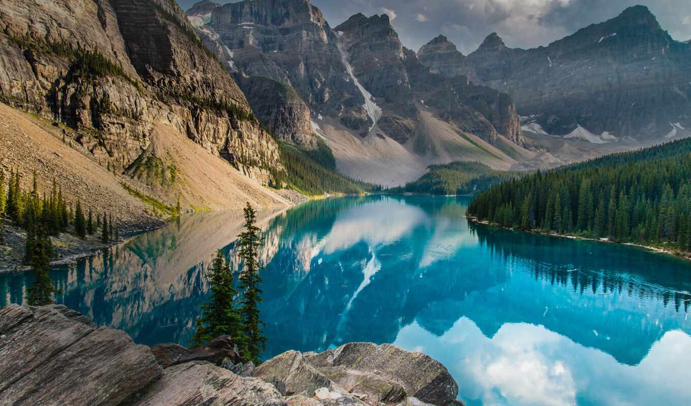 озеро, landscape, канада, альберта, park, national, moraine, banff, параметры