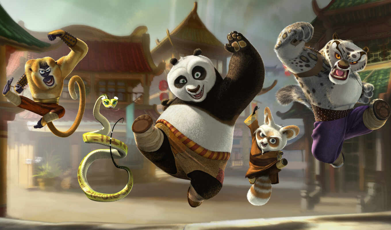 panda, cartoon, kung, kung-fu