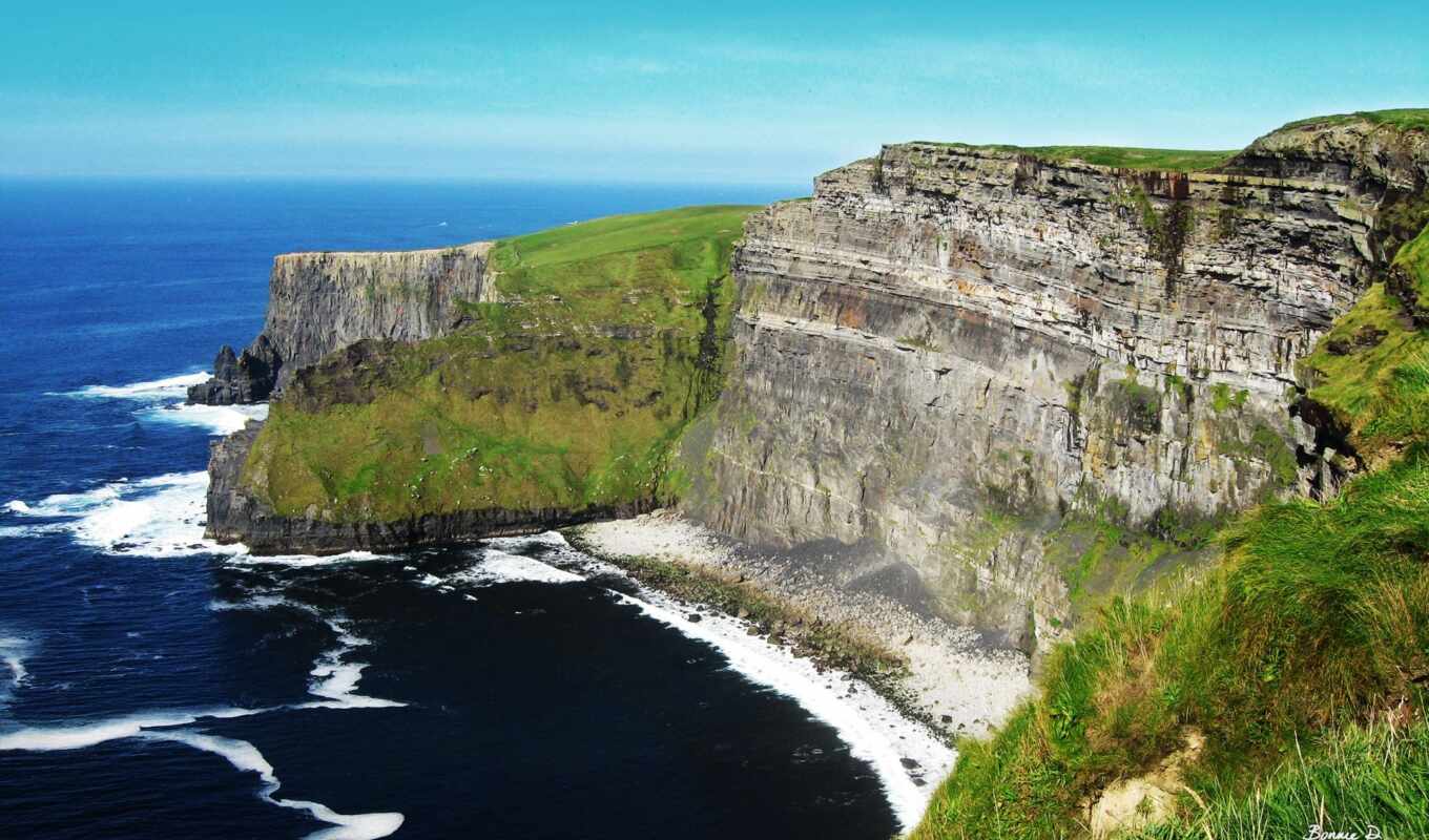 природа, гора, rock, wide, ирландский, ireland, cliff, мохер, clare, мохер