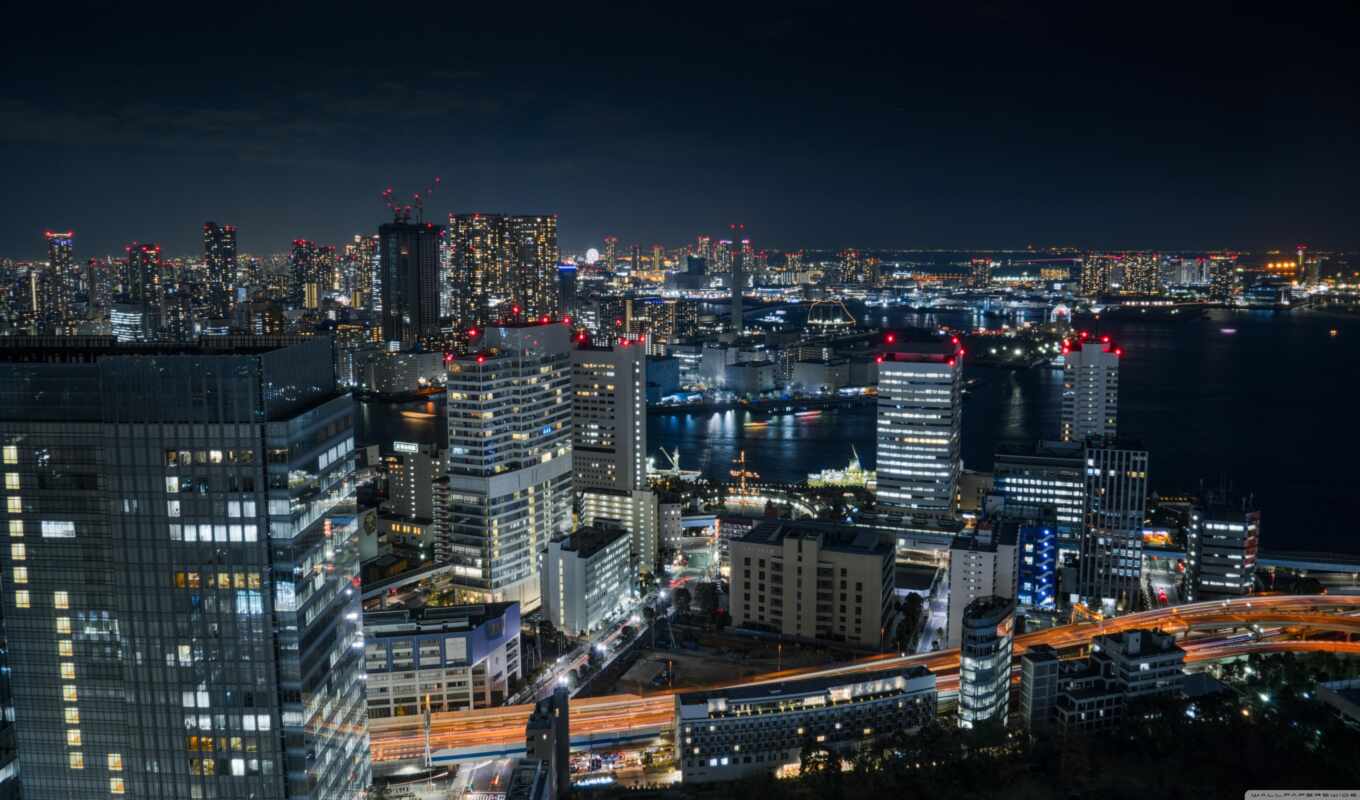 город, ночь, огни, площадь, tokyo, urban, build, нота, bay, япония, spotify
