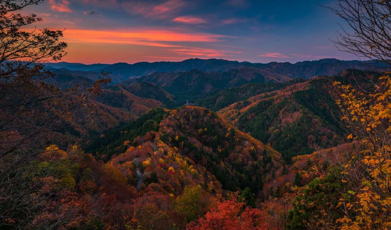 осень, гора, япония, narrow, хороший, фотограф, hasan, префектура, japanese