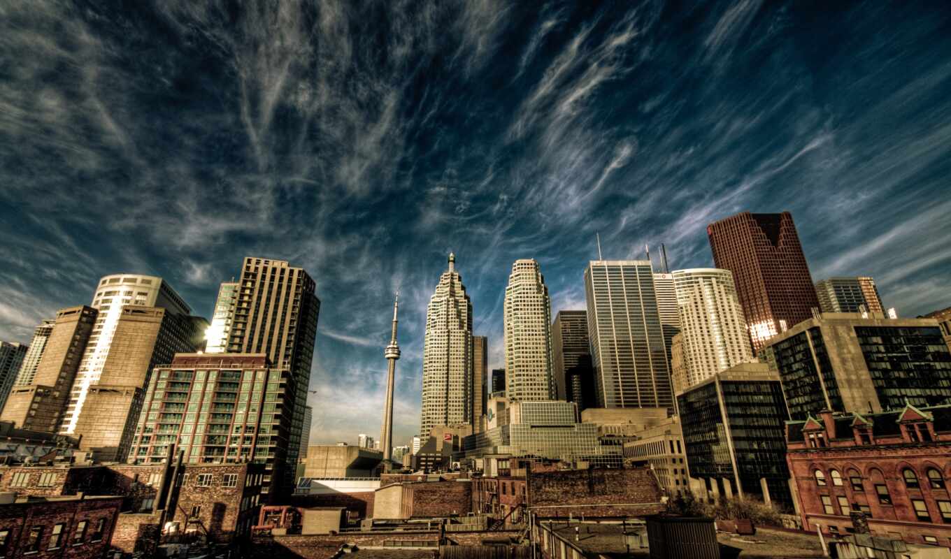 sky, city, cityscape, building, square, Canada, cloud, tower, build, skyscraper, Toronto