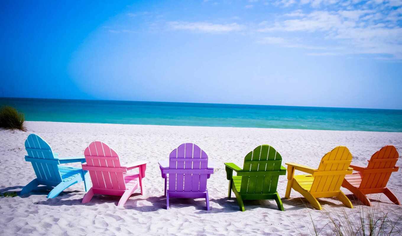 summer, beach, sea, armchair